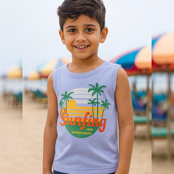 BLUE SUNFING & TREES PRINT SANDO FOR BOYS